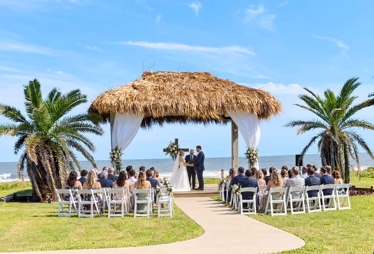 Beachfront ceremony gazebo at Beauty and the Beach in Crystal Beach, Texas
